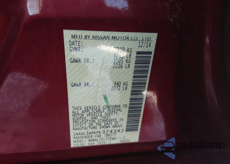 2015 Nissan Altima 2.5/2.5 S/2.5 Sl/2.5 Sv from USA, damaged, VIN 1N4AL3APXFN374142